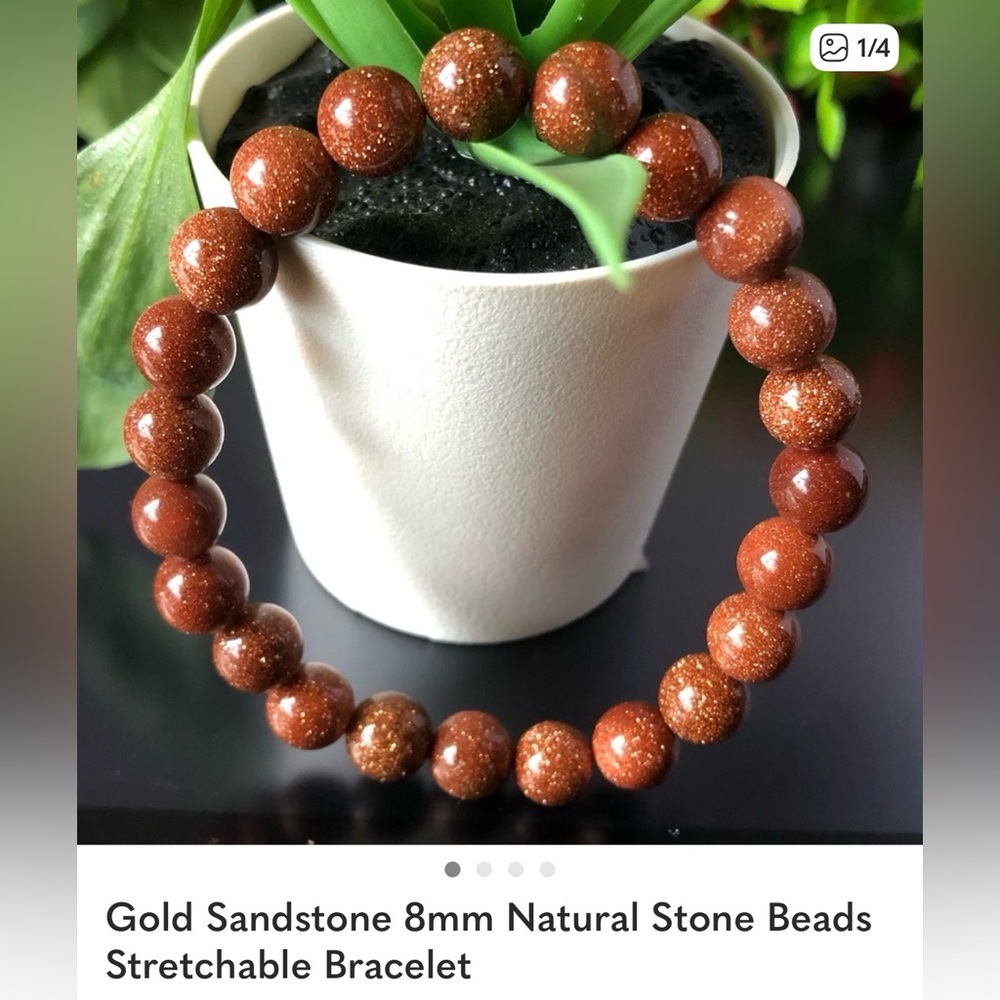 Elegant Brown Beaded Bracelet GOLD SANDSTONE
